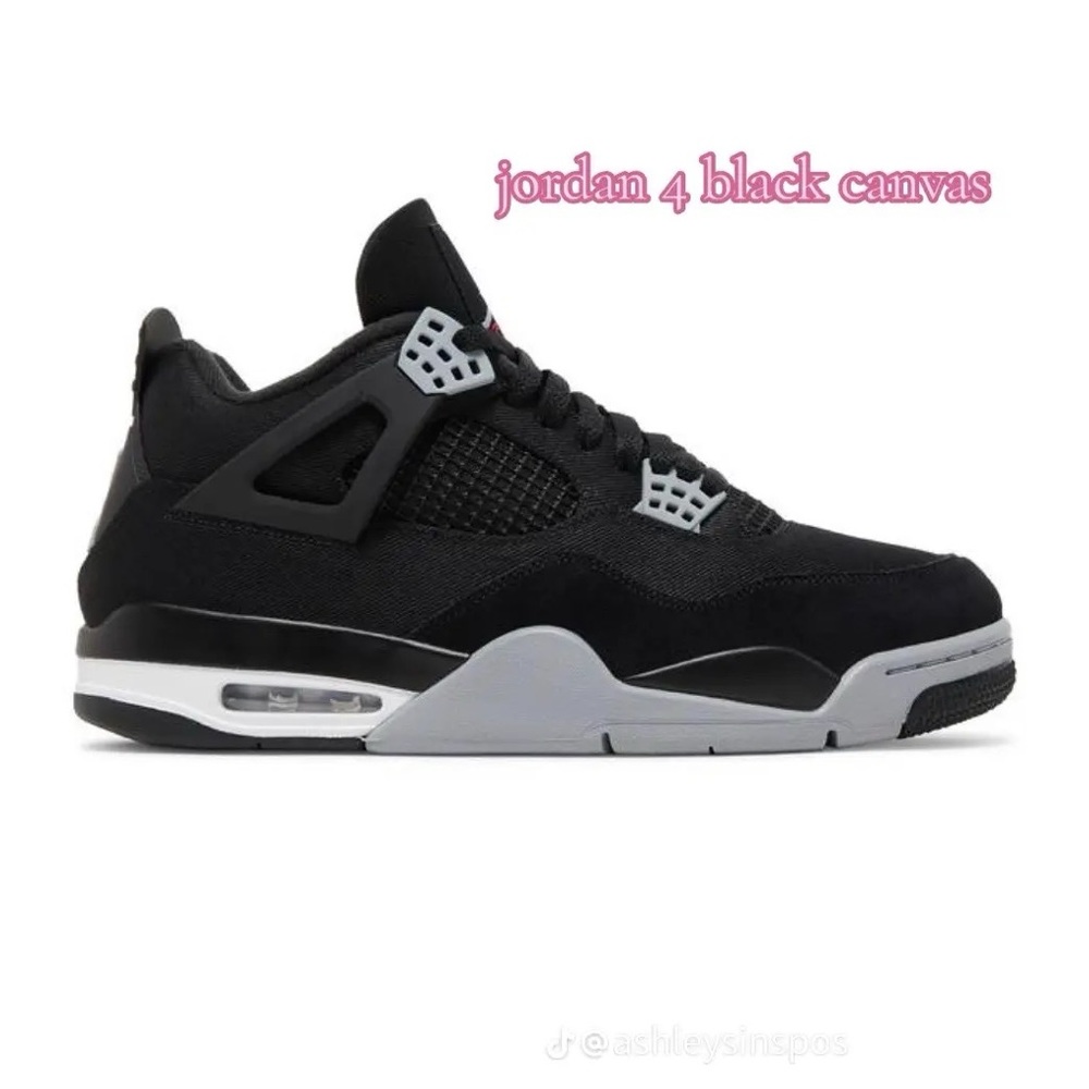 Black Canvas Jordan 4’s